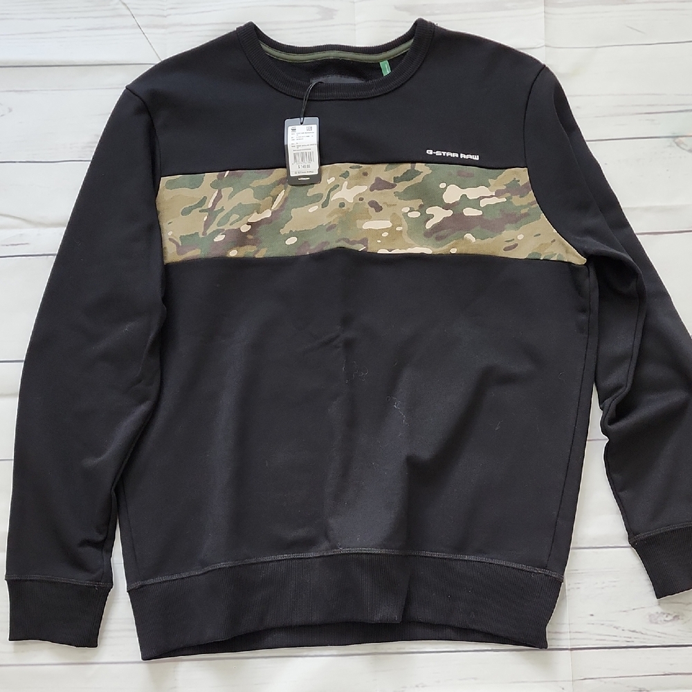 G-Star Black and Green Crewneck Sweater